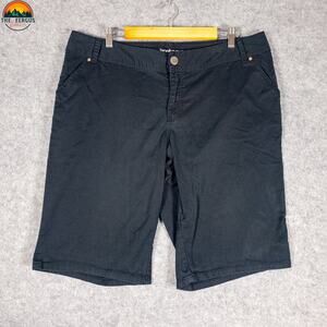 Lane Bryant Bermuda Shorts Black Cotton Pockets Flat Front Denim Women's Size 16